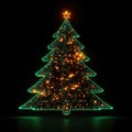 Digital Glowing Tech Christmas Tree on Black Background Royalty Free Stock Photo
