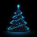 Digital Glowing Tech Christmas Tree on Black Background Royalty Free Stock Photo