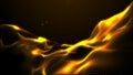 Digital Gold Particles Wave and light abstract background.