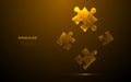 Digital golden puzzle. Abstract jigsaw. Solution concept.