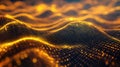Digital golden waves creating abstract data networking background Royalty Free Stock Photo