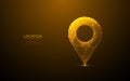 Digital GPS light golden icon. Low poly wireframe wireframe vector