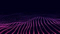 Digital gradient wave with dots on the dark background. The futuristic abstract structure. 3D rendering Royalty Free Stock Photo