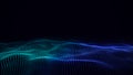 Digital gradient wave with dots on the dark background. The futuristic abstract structure. 3D rendering Royalty Free Stock Photo