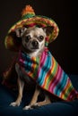 A bright and colorful Cincy de Mayo Illustration. Chihuahua in Sombrero Royalty Free Stock Photo