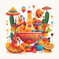 A bright and colorful Cincy de Mayo Illustration. Royalty Free Stock Photo