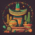 A bright and colorful Cincy de Mayo Illustration. Royalty Free Stock Photo