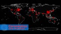 Digital graphics world map with Covid-19. Royalty Free Stock Photo