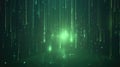 Digital green light particles streaming down creating an abstract technology background Royalty Free Stock Photo