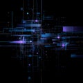 Digital grid of glowing lines and data points forming a complex network, evoking futuristic cyberspace, big data processing Royalty Free Stock Photo