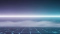 Digital Grid Landscape with Ethereal Clouds and Bright Horizon Light abstract technology Royalty Free Stock Photo