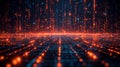 Cyber world data flow with glowing digital matrix and virtual futuristic design Royalty Free Stock Photo