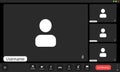 A digital grid shows multiple user placeholders in a virtual meeting, indicating a collaborative session with several