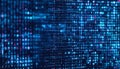 Digital Grids in a Futuristic Dark Blue Background Exploring Data Processing and Cybersecurity through Binary Code Visualization Royalty Free Stock Photo