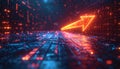 Digital Growth Arrow in Abstract Data Stream Royalty Free Stock Photo