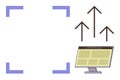 Digital Growth Concept with Upward Arrows and Computer Screen Displaying Web Layout Royalty Free Stock Photo
