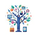 Digital Growth Tree: Technology and Innovation Concept with Devices and Tools Growing Like Fruit Royalty Free Stock Photo