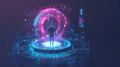 Digital Guardian: Navigating the Future of Cybersecurity, A man stands in front of a glowing blue circle