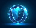 Digital guardian shield protecting data with connected global network sphere Royalty Free Stock Photo