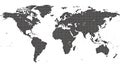 Digital halftone world map silhouette for technology, data, and global communication. Royalty Free Stock Photo