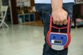 DIGITAL HAND GRIP DYNAMOMETER, Measuring values of the static flexor power for Left and right forearms Royalty Free Stock Photo