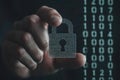 Digital Hand Holding a Glowing Security Padlock Royalty Free Stock Photo