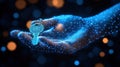 Digital Hand Holding Key, Future Access, Abstract Background Royalty Free Stock Photo