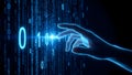 Digital hand interacting with binary code stream Royalty Free Stock Photo