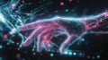 A digital hand interacts with data streams, symbolizing ai-driven video generation and automated production Royalty Free Stock Photo