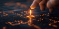 digital hand interacts with glowing circuit board, symbolizing innovation and technology