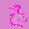 digital hand painted pink dinosaur creative concept