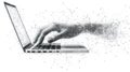 Digital Hand Typing on Laptop, Abstract Connections
