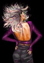 Digital handdraw fashion illustration with a beautiful girl Royalty Free Stock Photo