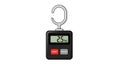 Digital hanging scale with a U-shaped hook. Displays \