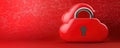 The digital has a red cloud-shaped padlock symbolizing the security of the cloud. Royalty Free Stock Photo