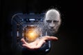 Digital head, artificial intelligence concept Royalty Free Stock Photo