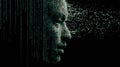 Digital Head With Cascading Code Evokes Sense of Virtual Reality and Technology in a Futuristic Landscape Royalty Free Stock Photo