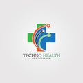 Digital health icon template, logo technology for business corporate, medical tech, creativity symbol, illustration -