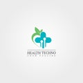 Digital health icon template, vector logo technology for business corporate, medical tech, creativity symbol, illustration -vector