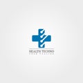 Digital health icon template, vector logo technology for business corporate, medical tech, creativity symbol, illustration -vector