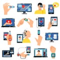 Digital Healthcare Technology Icons Set