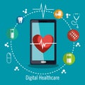 Digital healthcare technology icon