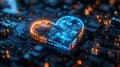 Digital Heart AI Technology Love Circuit Board Data AI generated.