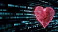 Digital Heart on Binary Code Background Representing Technology and Love Royalty Free Stock Photo