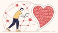 Digital heart code, binary love, tech affection, and coding heart design. Vector Design, Generative AI