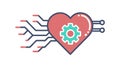 Digital Heart with Internal Gear. Biomedical Engineering, Mechanical Heart, vector design Generative AI Royalty Free Stock Photo
