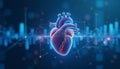 Digital heart with medical graph background