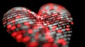Digital heart shape formed by red and white binary code symbolizing technology, emotion, and the connection between love and data Royalty Free Stock Photo