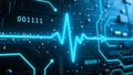 Digital Heartbeat Line with Binary Data Royalty Free Stock Photo