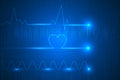 Digital heartbeat lines showing on laptop. medical innovation technology abstract background. Royalty Free Stock Photo
